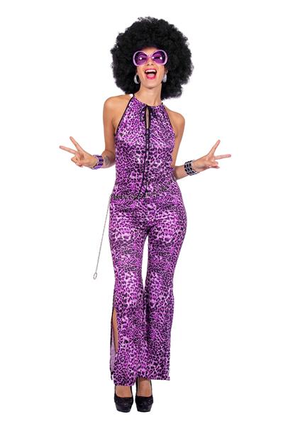 Grote foto disco 70s jumpsuit paars dames panterprint verzamelen overige verzamelingen