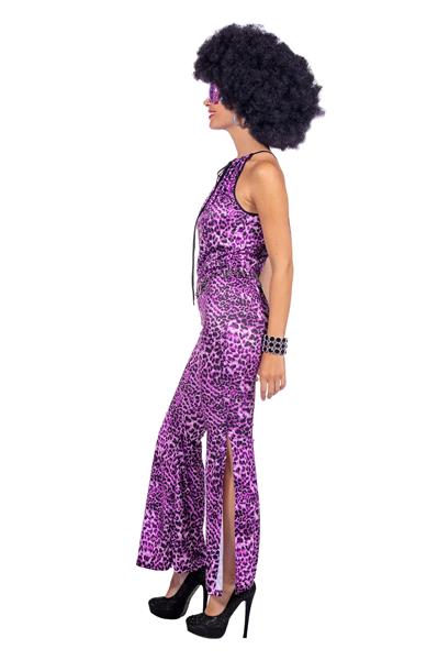 Grote foto disco 70s jumpsuit paars dames panterprint verzamelen overige verzamelingen