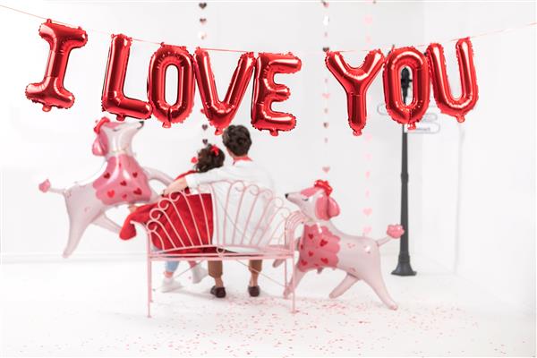 Grote foto rode letterslinger i love you 2 6m verzamelen overige verzamelingen