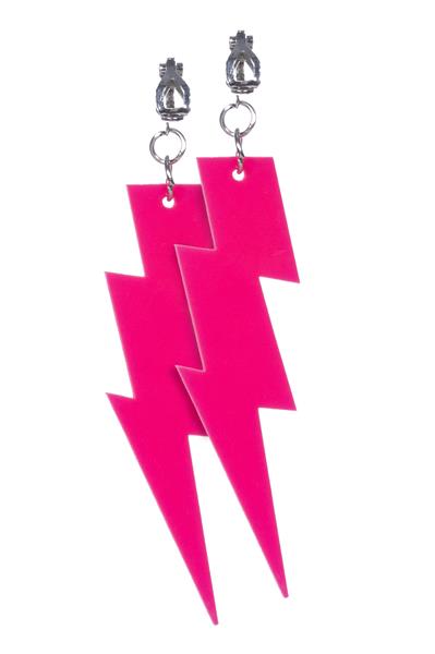 Grote foto neon roze oorbellen bliksem verzamelen overige verzamelingen