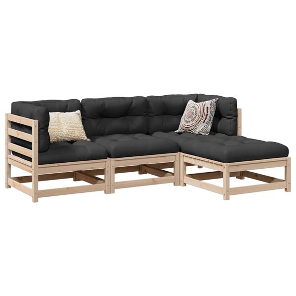 Grote foto vidaxl 4 delige loungeset massief grenenhout tuin en terras tuinmeubelen
