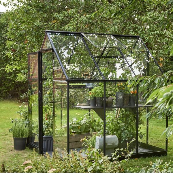 Grote foto tuinkas qube 66 zwart gecoat 198 x 198 x 219 cm tuin en terras tuinhuisjes en blokhutten