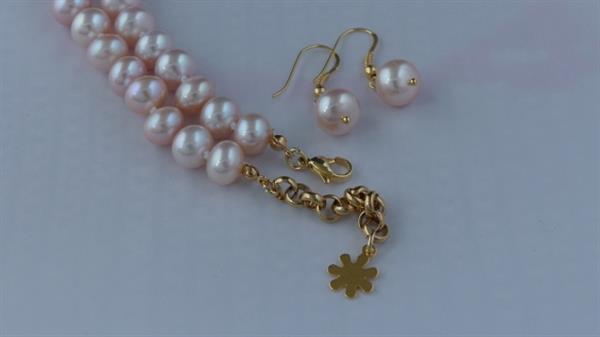 Grote foto zoetwaterparel ketting oorhanger set sieraden tassen en uiterlijk kettingen