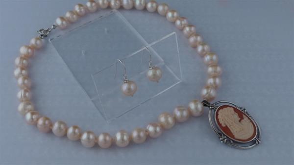 Grote foto parel zoetwater ketting oorhanger set sieraden tassen en uiterlijk kettingen