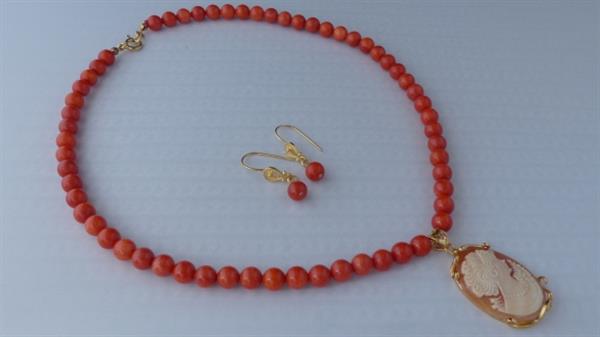 Grote foto oud hollandse koraal ketting oorhanger set sieraden tassen en uiterlijk kettingen