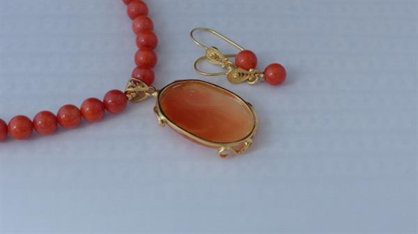 Grote foto oud hollandse koraal ketting oorhanger set sieraden tassen en uiterlijk kettingen