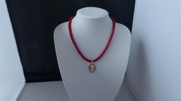 Grote foto rode koraal ketting oorhanger set sieraden tassen en uiterlijk kettingen