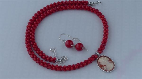 Grote foto rode koraal ketting oorhanger set sieraden tassen en uiterlijk kettingen