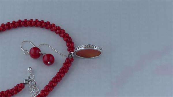 Grote foto rode koraal ketting oorhanger set sieraden tassen en uiterlijk kettingen