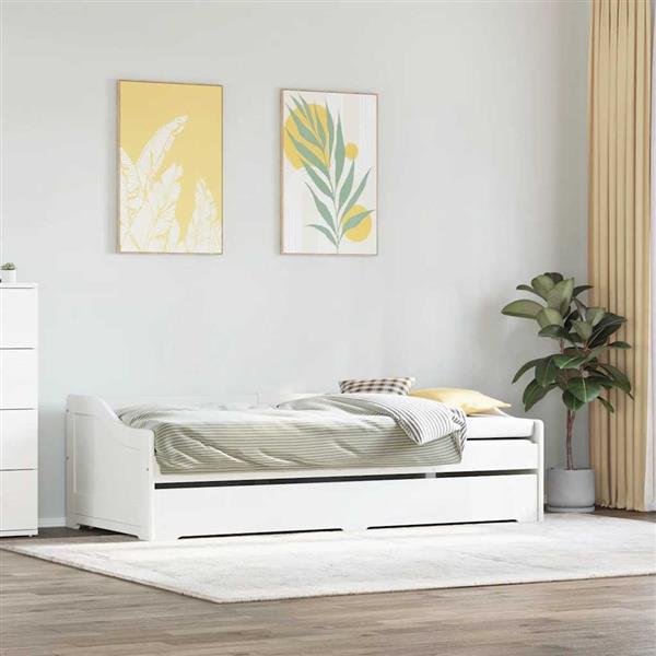 Grote foto vidaxl slaapbank met onderschuifbed zonder matras irun 90x200 cm wit antiek en kunst stoelen en banken