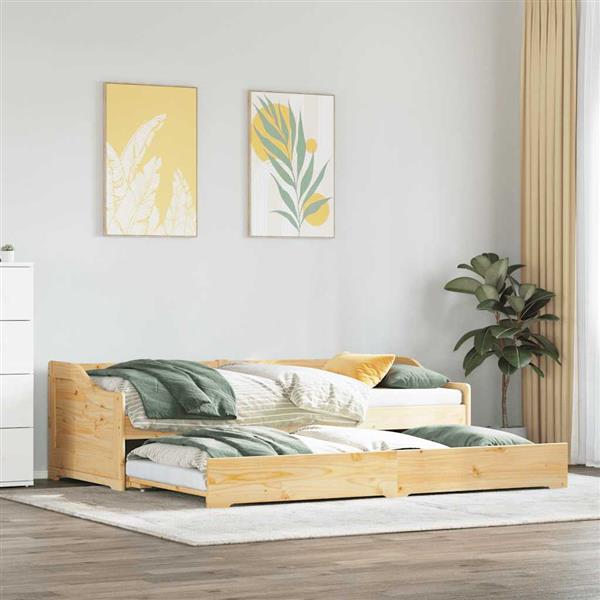 Grote foto vidaxl slaapbank met onderschuifbed zonder matras irun 90x200 cm antiek en kunst stoelen en banken