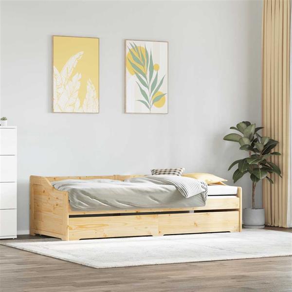 Grote foto vidaxl slaapbank met onderschuifbed zonder matras irun 90x200 cm antiek en kunst stoelen en banken