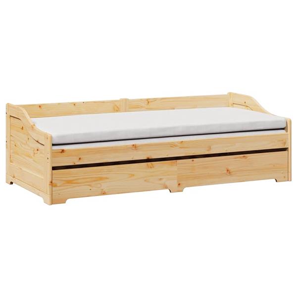 Grote foto vidaxl slaapbank met onderschuifbed zonder matras irun 90x200 cm antiek en kunst stoelen en banken