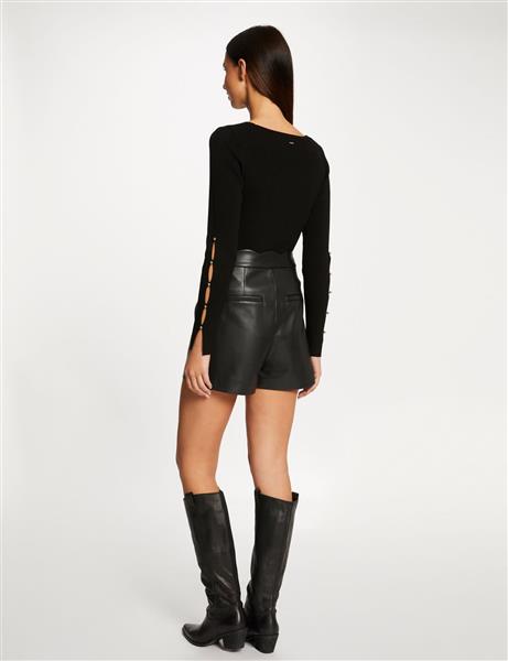Grote foto trui lange mouwen splitten en knopen 232 maya black kleding dames truien en vesten