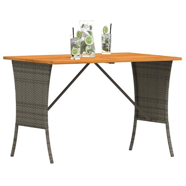 Grote foto vidaxl tuintafel met acaciahouten blad 105x75x72 cm poly rattan grijs tuin en terras tuinmeubelen