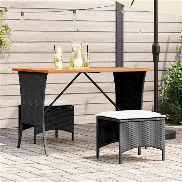 Grote foto vidaxl tuintafel met acaciahouten blad 105x75x72 cm poly rattan zwart tuin en terras tuinmeubelen