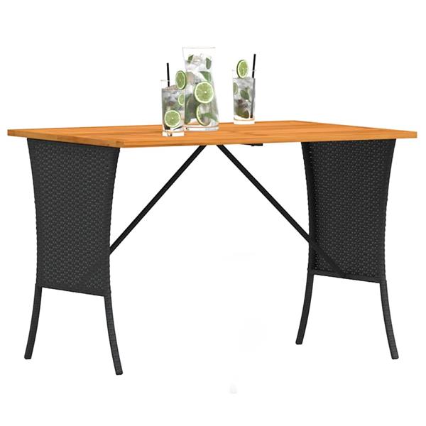 Grote foto vidaxl tuintafel met acaciahouten blad 105x75x72 cm poly rattan zwart tuin en terras tuinmeubelen