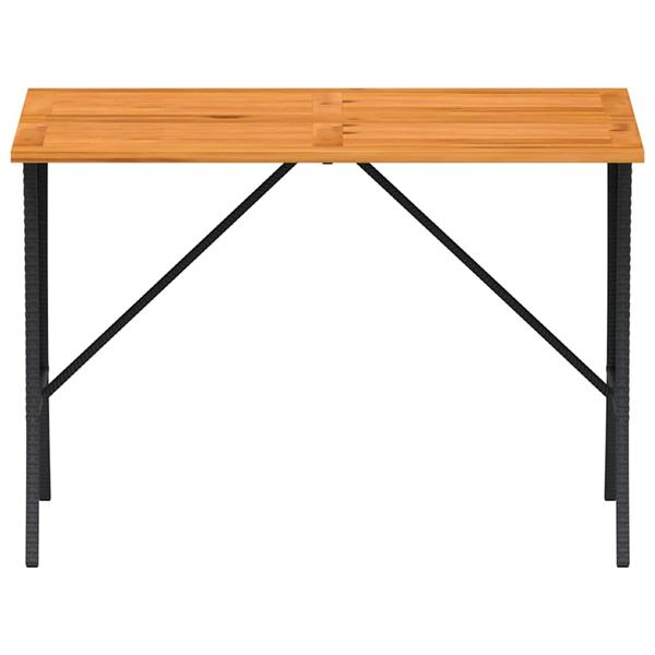 Grote foto vidaxl tuintafel met acaciahouten blad 105x75x72 cm poly rattan zwart tuin en terras tuinmeubelen
