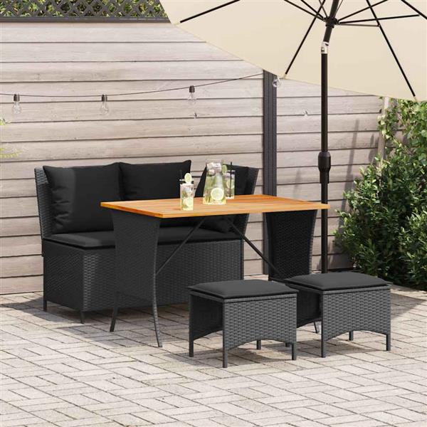 Grote foto vidaxl 4 delige tuinset met kussens poly rattan zwart tuin en terras tuinmeubelen