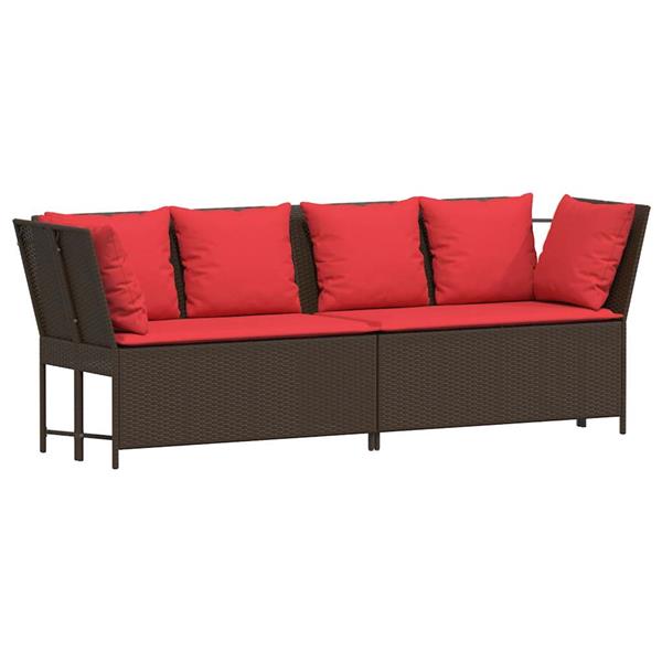 Grote foto vidaxl tuinbank met kussens poly rattan bruin tuin en terras tuinmeubelen