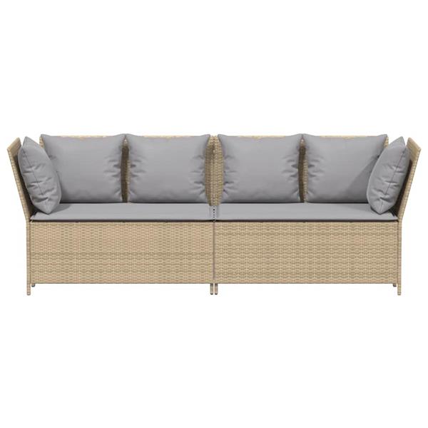 Grote foto vidaxl tuinbank met kussens poly rattan beige tuin en terras tuinmeubelen