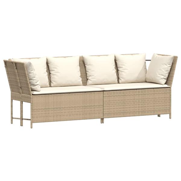 Grote foto vidaxl tuinbank met kussens poly rattan beige tuin en terras tuinmeubelen