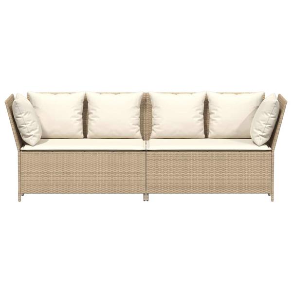 Grote foto vidaxl tuinbank met kussens poly rattan beige tuin en terras tuinmeubelen