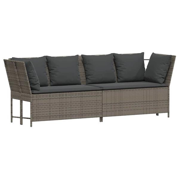 Grote foto vidaxl tuinbank met kussens poly rattan grijs tuin en terras tuinmeubelen