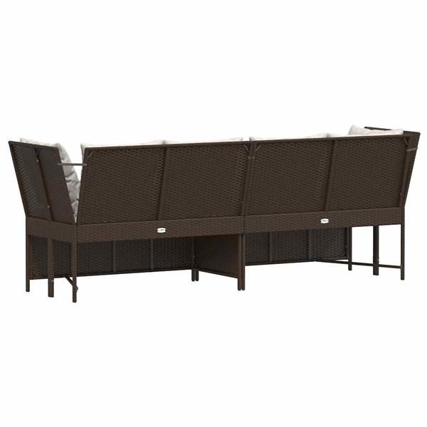 Grote foto vidaxl tuinbank met kussens poly rattan bruin tuin en terras tuinmeubelen