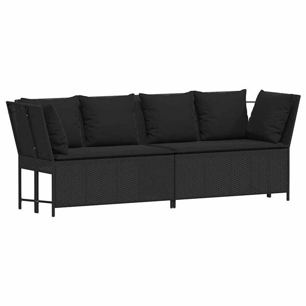 Grote foto vidaxl tuinbank met kussens poly rattan zwart tuin en terras tuinmeubelen