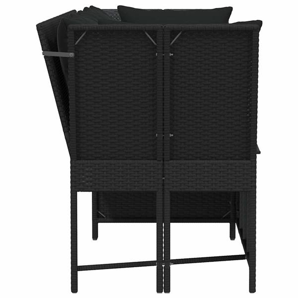 Grote foto vidaxl tuinbank met kussens poly rattan zwart tuin en terras tuinmeubelen