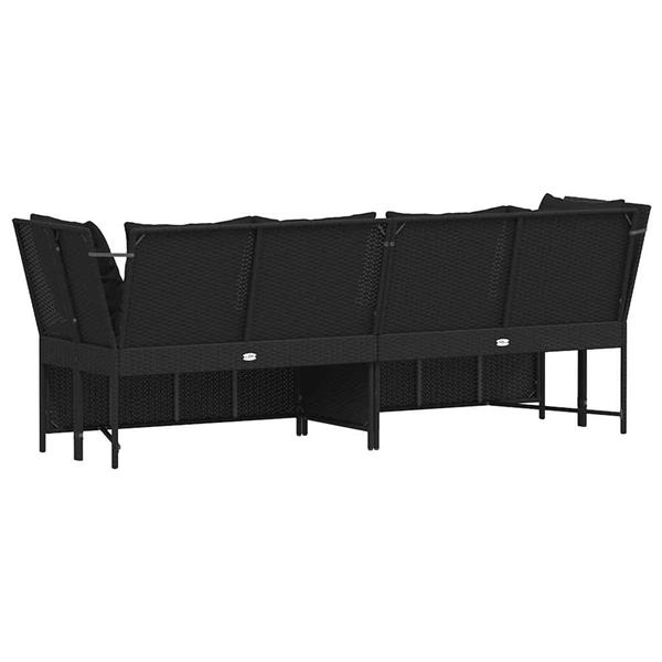 Grote foto vidaxl tuinbank met kussens poly rattan zwart tuin en terras tuinmeubelen