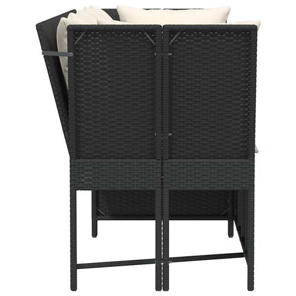 Grote foto vidaxl tuinbank met kussens poly rattan zwart tuin en terras tuinmeubelen