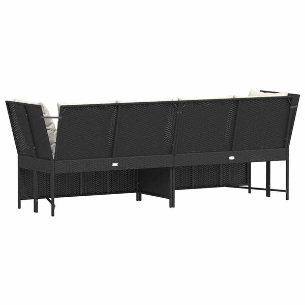Grote foto vidaxl tuinbank met kussens poly rattan zwart tuin en terras tuinmeubelen