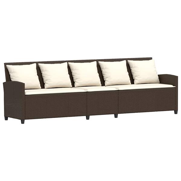 Grote foto vidaxl tuinbank 5 zits met kussens poly rattan bruin tuin en terras tuinmeubelen