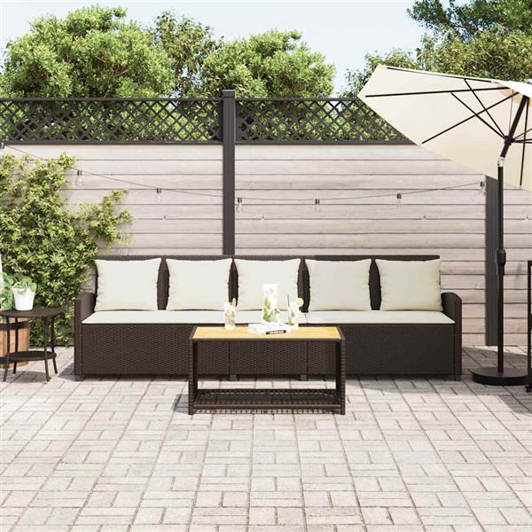 Grote foto vidaxl tuinbank 5 zits met kussens poly rattan bruin tuin en terras tuinmeubelen