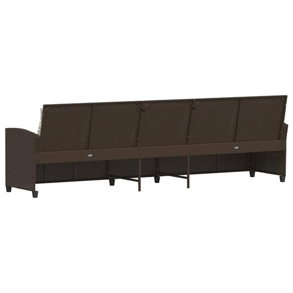 Grote foto vidaxl tuinbank 5 zits met kussens poly rattan bruin tuin en terras tuinmeubelen