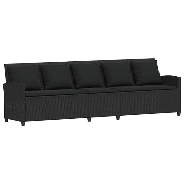 Grote foto vidaxl tuinbank 5 zits met kussens poly rattan zwart tuin en terras tuinmeubelen