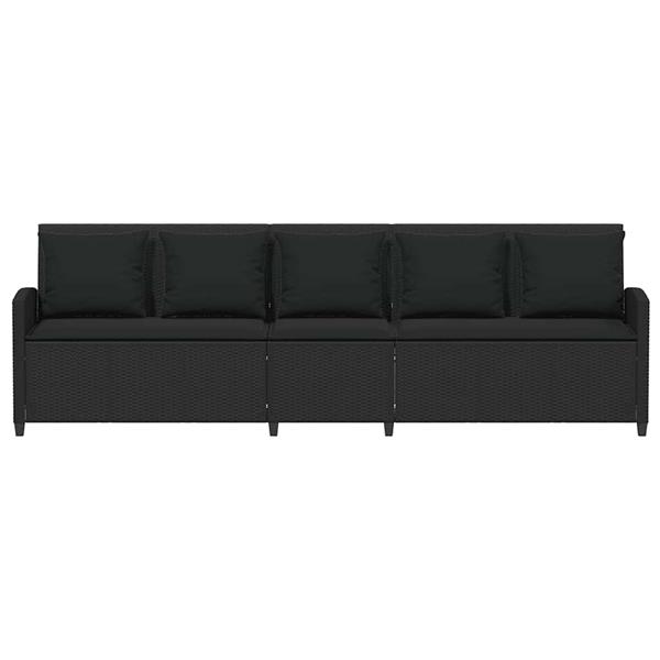Grote foto vidaxl tuinbank 5 zits met kussens poly rattan zwart tuin en terras tuinmeubelen