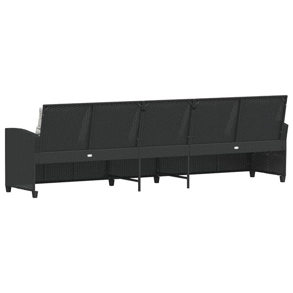 Grote foto vidaxl tuinbank 5 zits met kussens poly rattan zwart tuin en terras tuinmeubelen