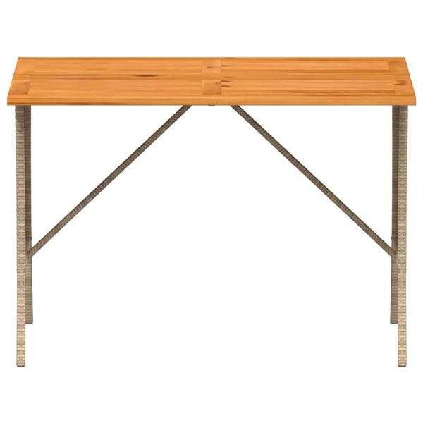 Grote foto vidaxl tuintafel met acaciahouten blad 105x75x72 cm poly rattan beige tuin en terras tuinmeubelen