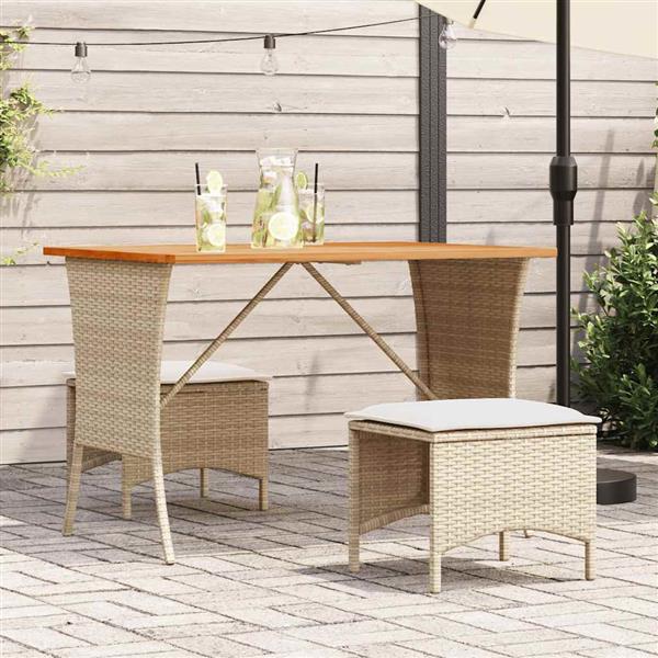 Grote foto vidaxl 3 delige tuinset met kussens poly rattan beige tuin en terras tuinmeubelen