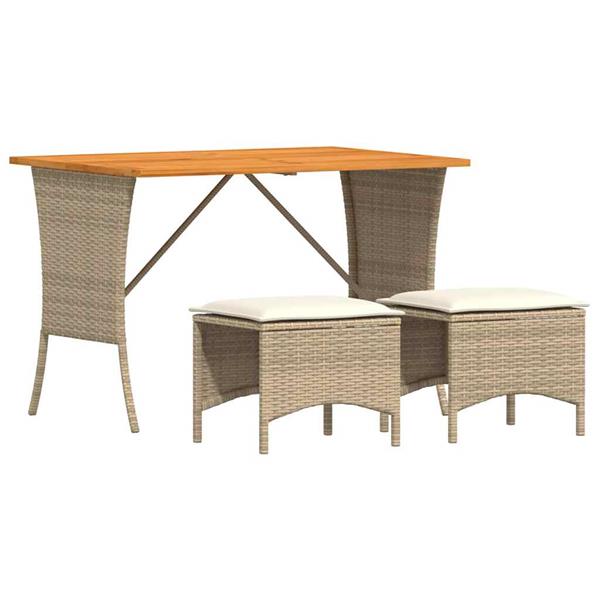 Grote foto vidaxl 3 delige tuinset met kussens poly rattan beige tuin en terras tuinmeubelen