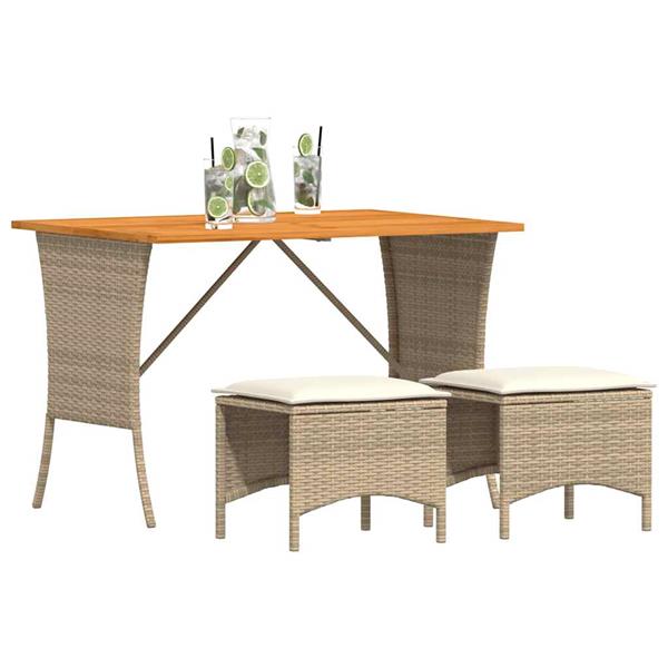 Grote foto vidaxl 3 delige tuinset met kussens poly rattan beige tuin en terras tuinmeubelen