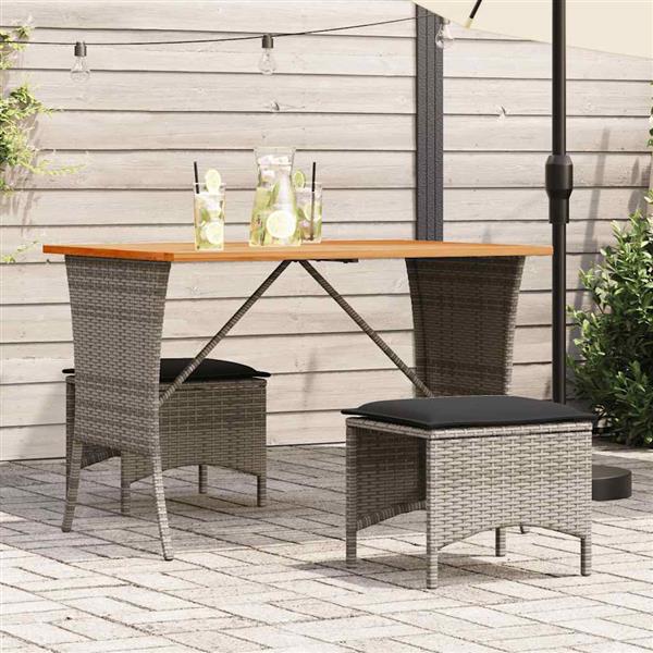 Grote foto vidaxl 3 delige tuinset met kussens poly rattan grijs tuin en terras tuinmeubelen