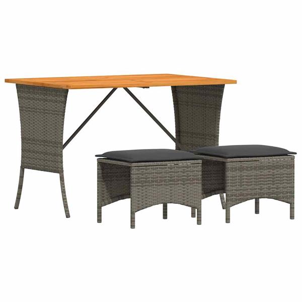 Grote foto vidaxl 3 delige tuinset met kussens poly rattan grijs tuin en terras tuinmeubelen