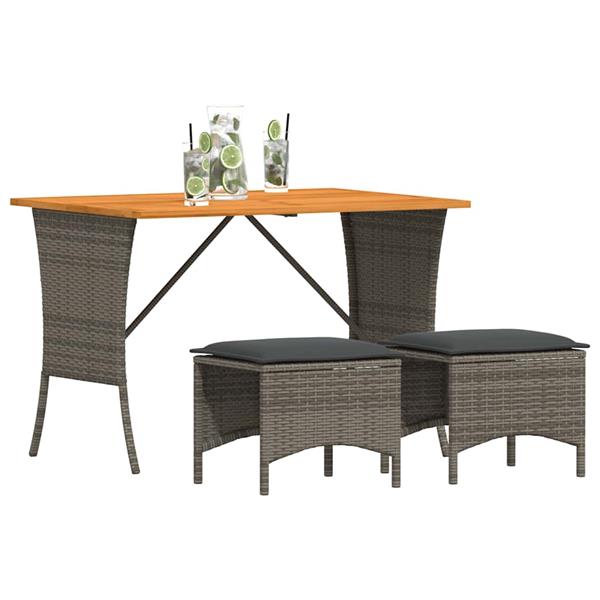 Grote foto vidaxl 3 delige tuinset met kussens poly rattan grijs tuin en terras tuinmeubelen