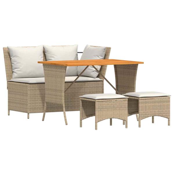 Grote foto vidaxl 4 delige tuinset met kussens poly rattan beige tuin en terras tuinmeubelen