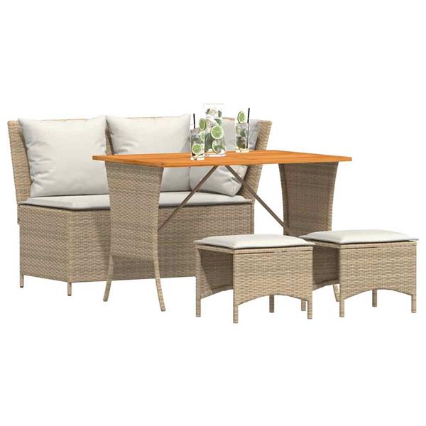 Grote foto vidaxl 4 delige tuinset met kussens poly rattan beige tuin en terras tuinmeubelen