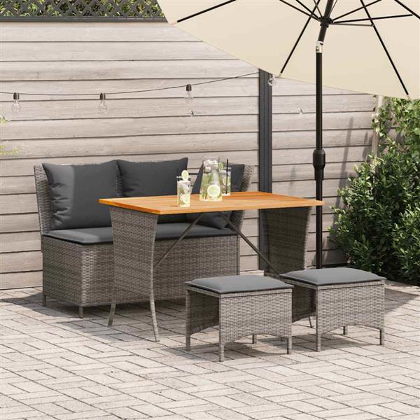 Grote foto vidaxl 4 delige tuinset met kussens poly rattan grijs tuin en terras tuinmeubelen